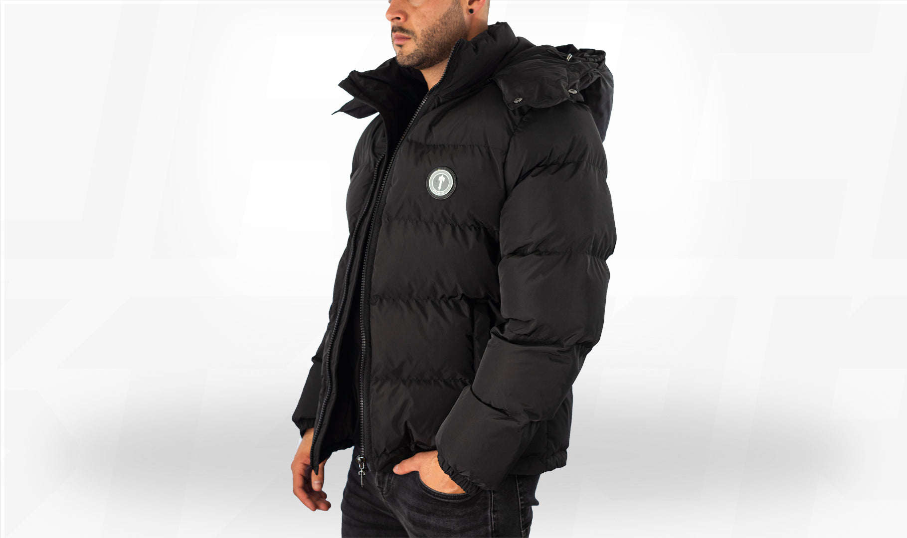 Trapstar Irongate Black Detatchable Hooded Puffer Jacket